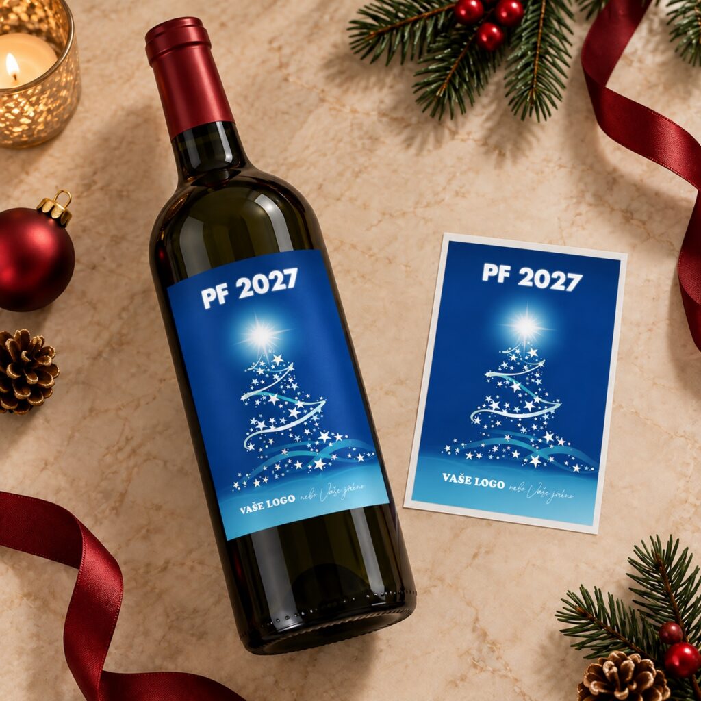 Vianočná etiketa na víno 24 – Etiketa vedľa fľaše – PF 2027