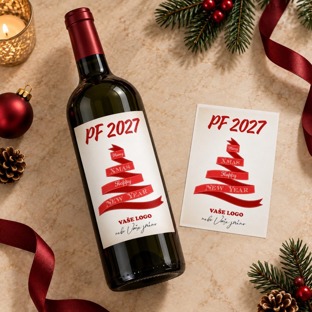 Vianočná etiketa na víno 69 – Etiketa vedľa fľaše – PF 2027