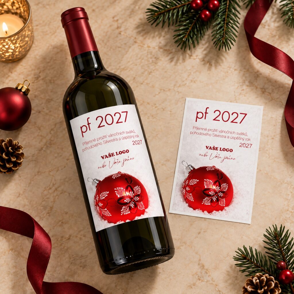 Vianočná etiketa na víno 129 – Etiketa vedľa fľaše – PF 2027