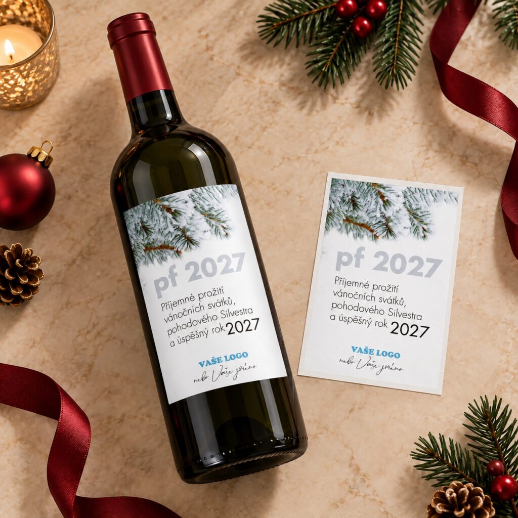Vianočná etiketa na víno 142 – Etiketa vedľa fľaše – PF 2027