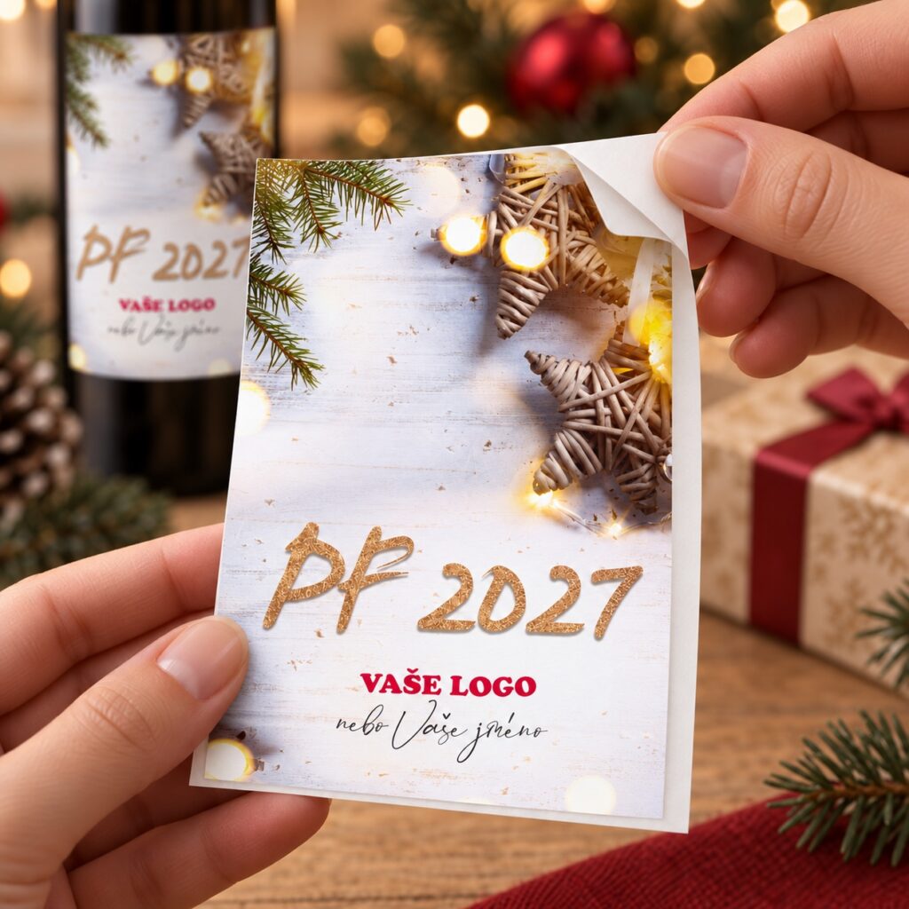 Vianočná etiketa na víno 404 – Odlepovanie samolepky – PF 2027
