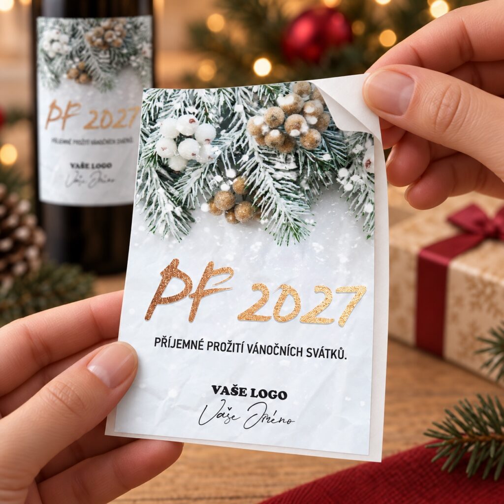 Vianočná etiketa na víno 438 – Odlepovanie samolepky – PF 2027