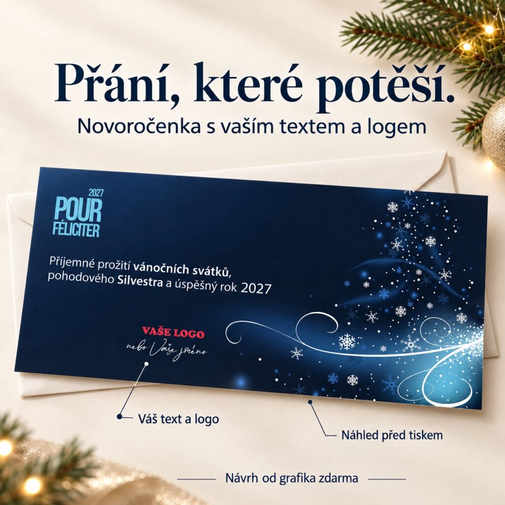 Novoročenka 17 s popiskami vlastného textu, loga a náhľadu pred tlačou.