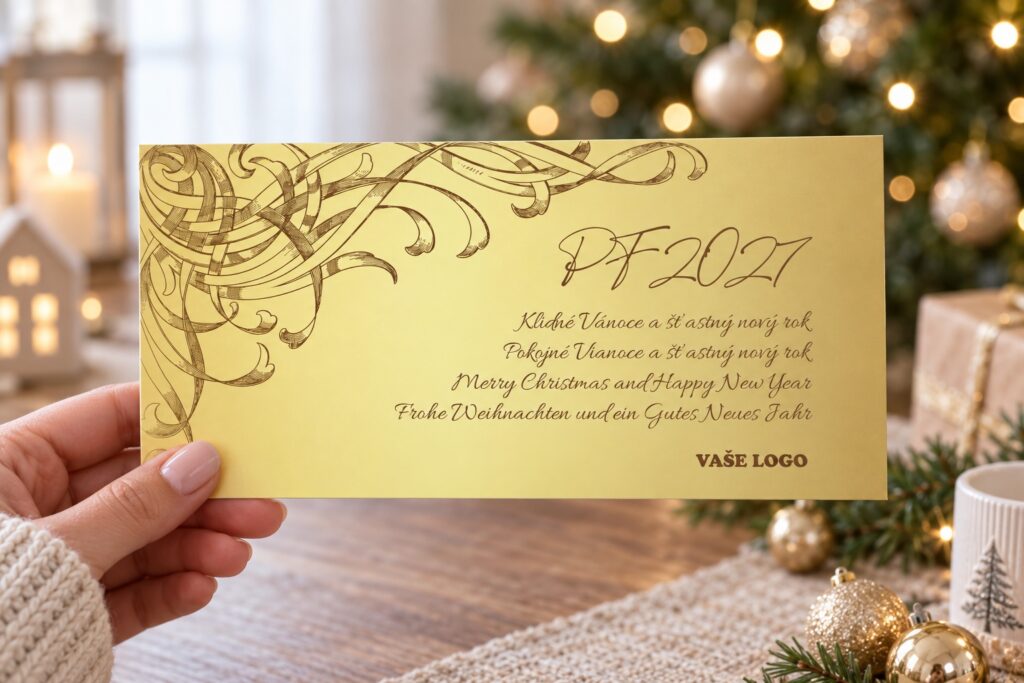 Novoročenka 51 s ornamentom a viacjazyčným prianím v ruke.