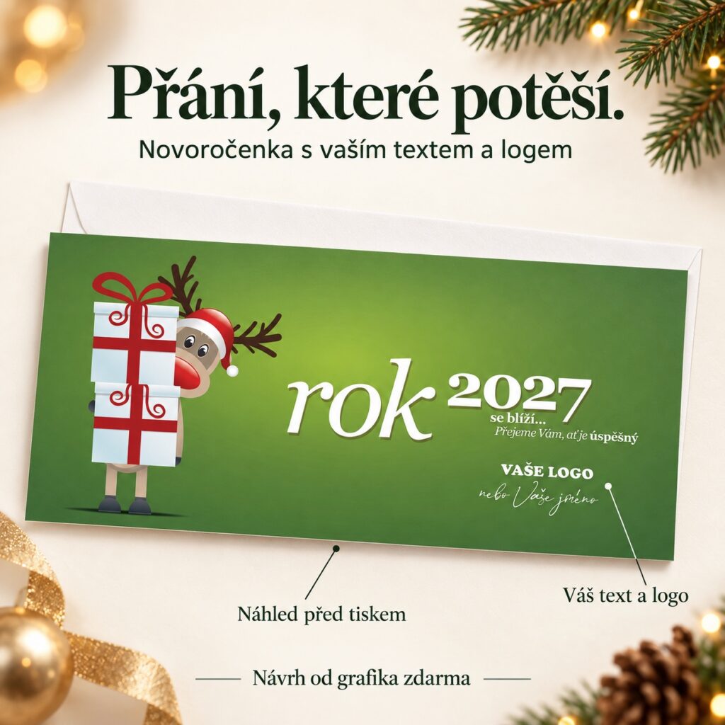Novoročenka Sob s darčekmi s popiskami vlastného textu, loga a náhľadu pred tlačou.