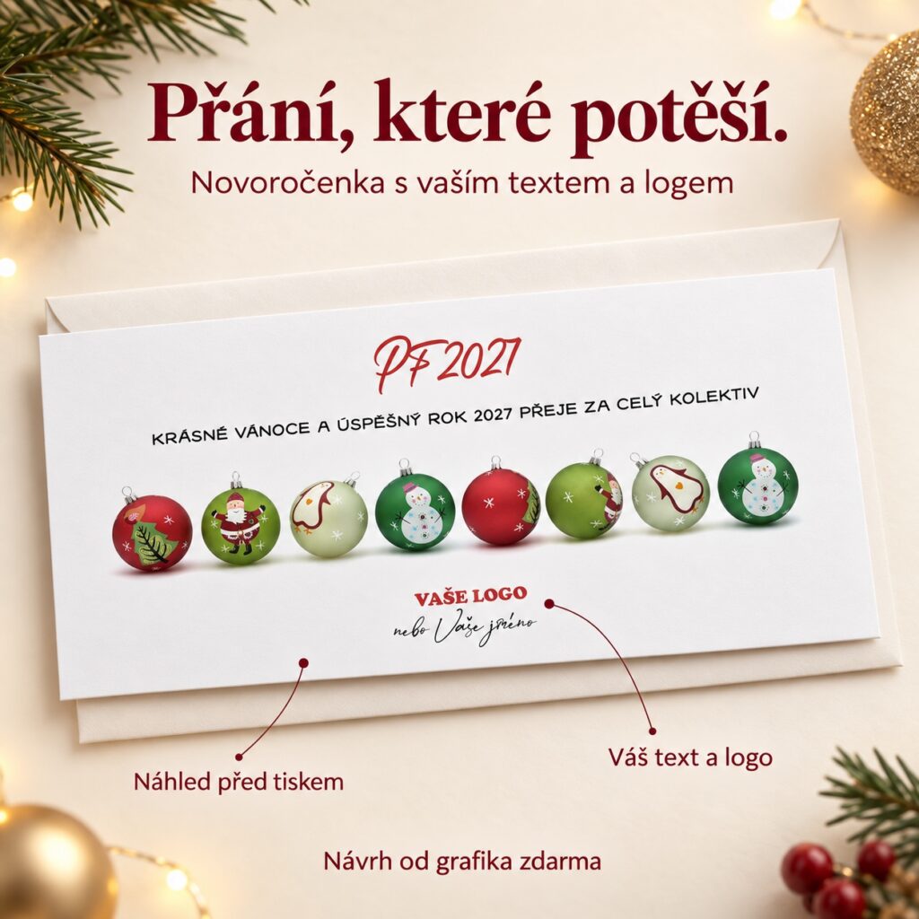 Novoročenka Malované vianočné ozdoby s popiskami k vlastnému textu a logu.