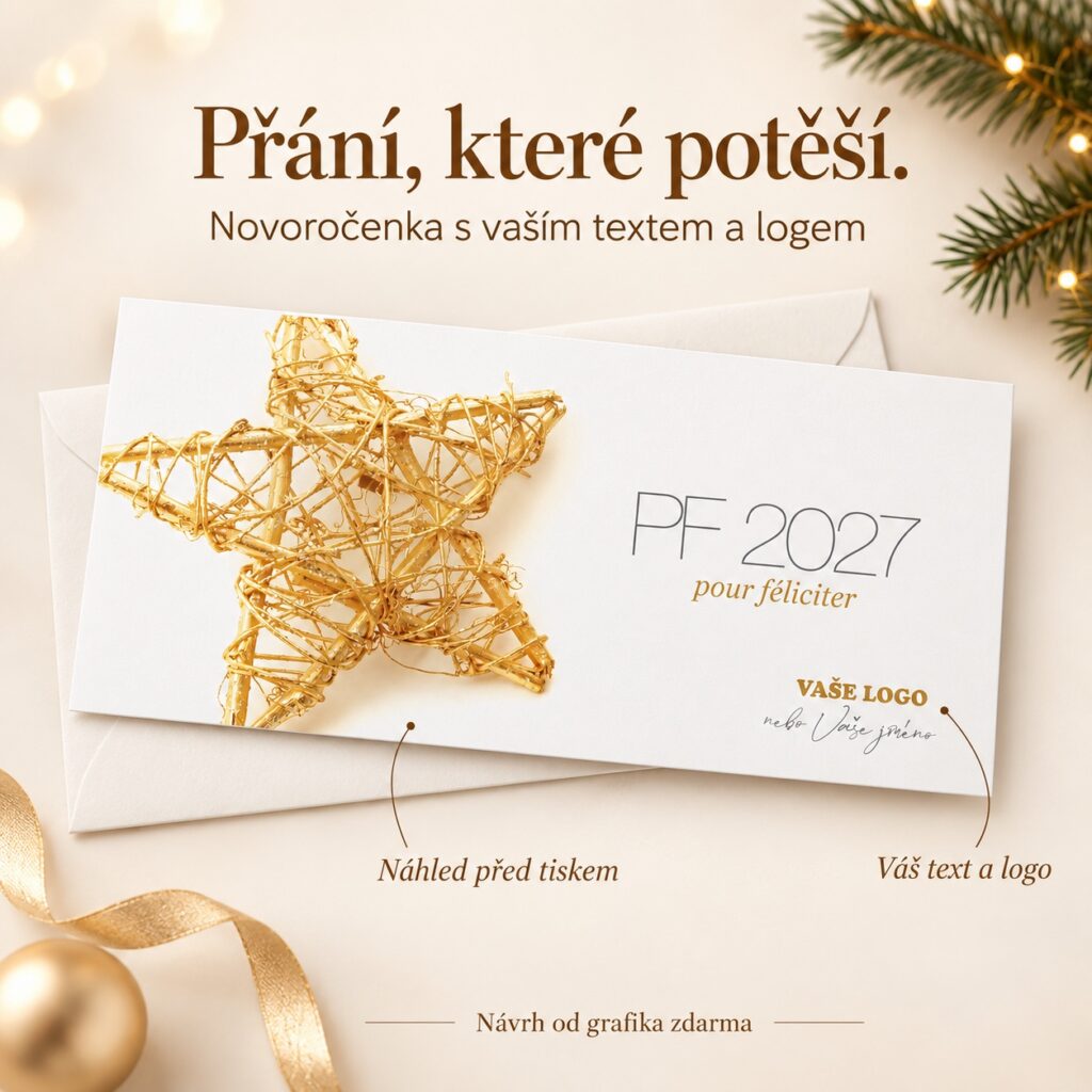 Novoročenka 97 s popiskami vlastného textu, loga a náhľadu pred tlačou.