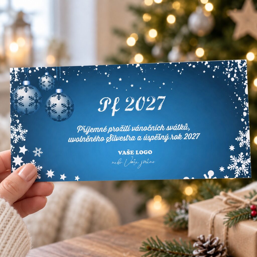 Novoročenka 121 – Ozdoby a vločky držaná v ruke.