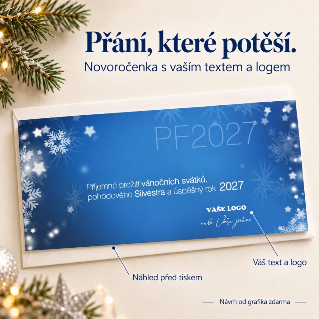 Novoročenka 125 s popiskami vlastného textu, loga a náhľadu pred tlačou.