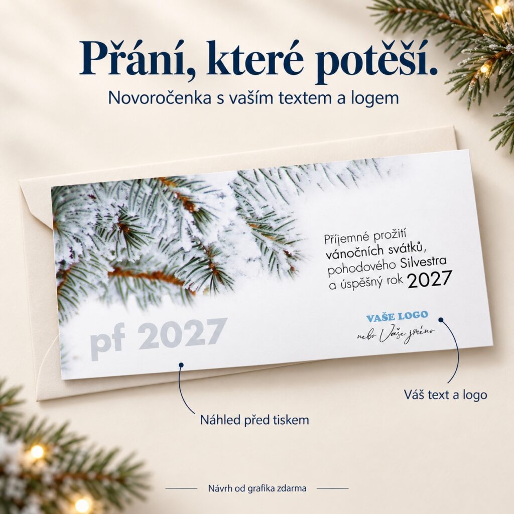 Novoročenka 142 s popismi vlastného textu a loga