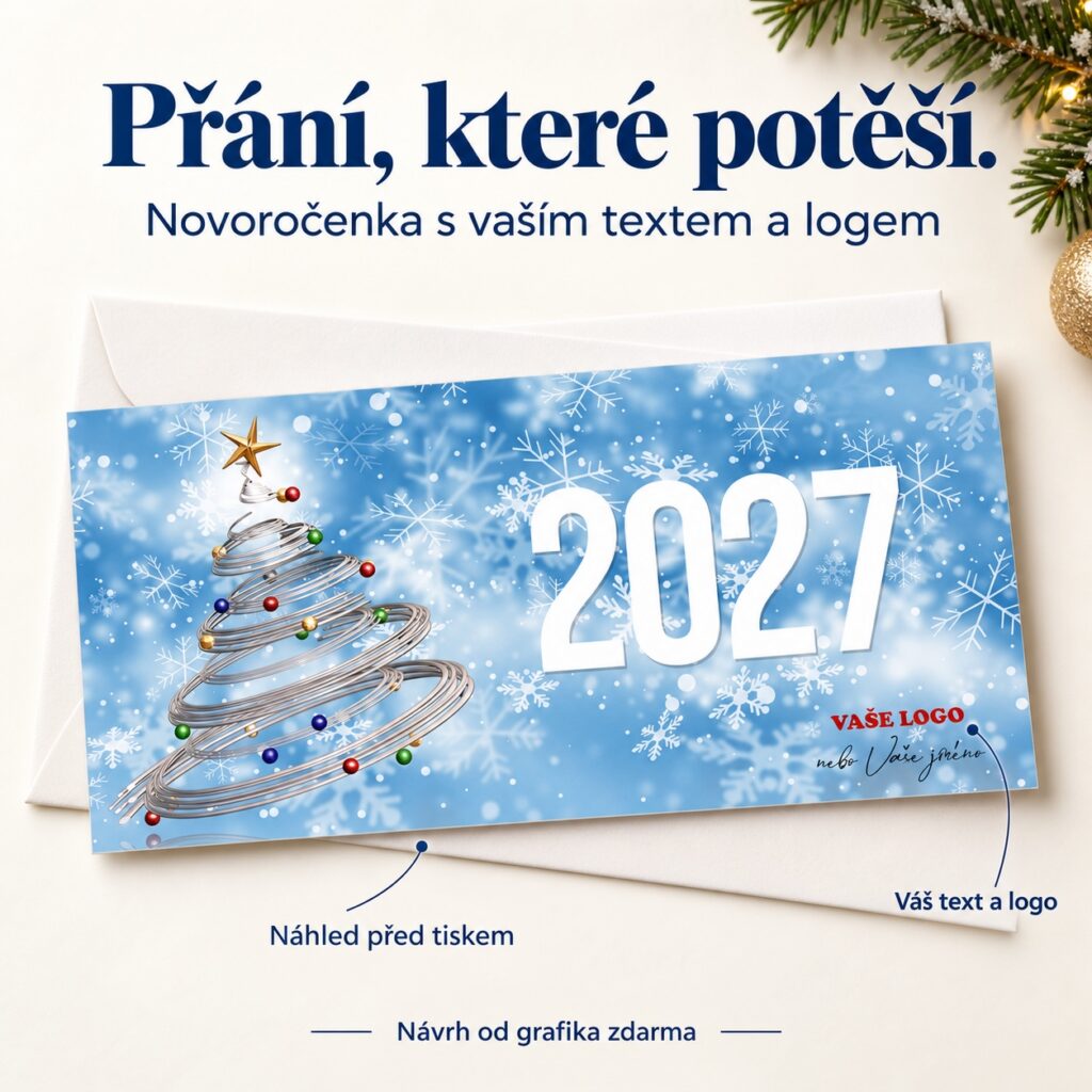 Novoročenka 152 s popismi úpravy textu a loga