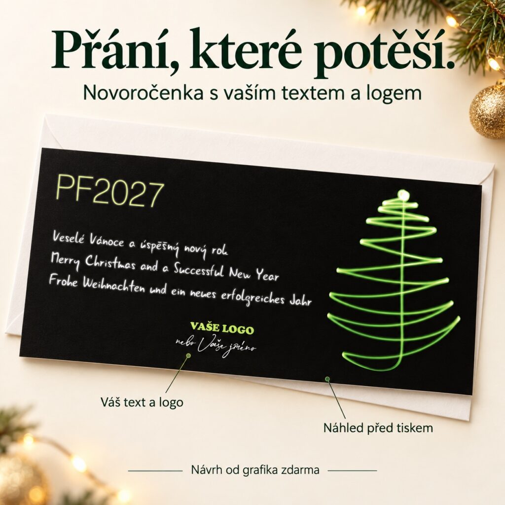 Novoročenka 159 s popismi vlastného textu a loga