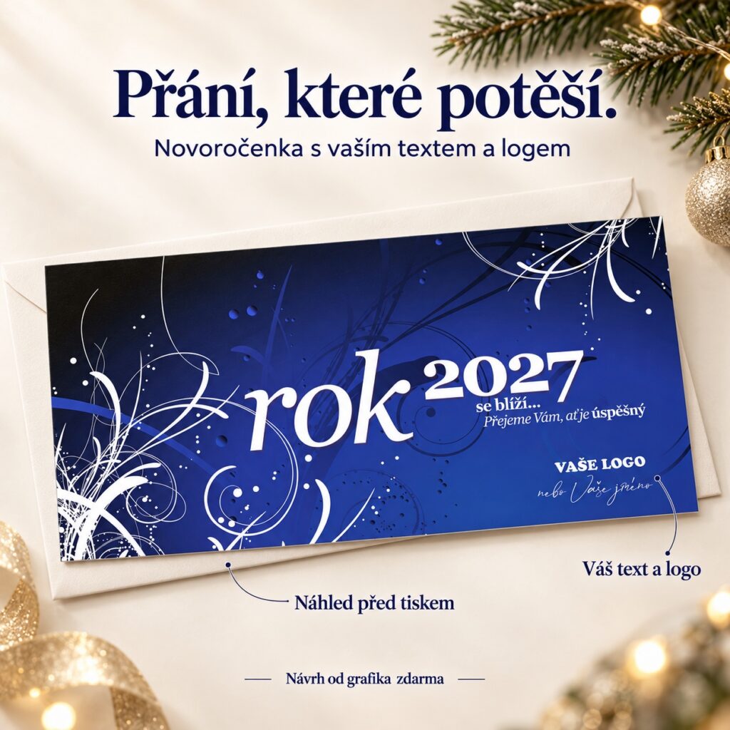 Novoročenka 165 s popismi úpravy textu a loga