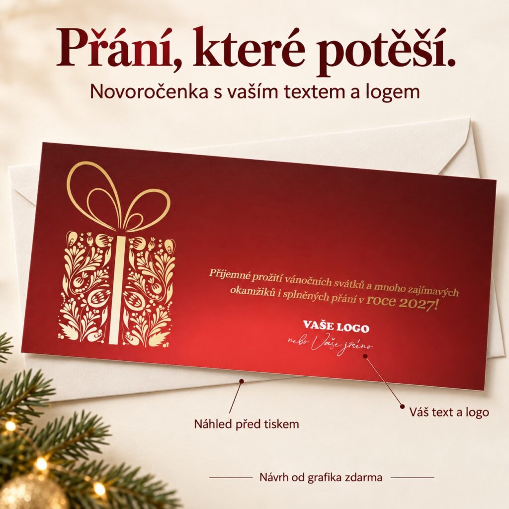 Novoročenka 197 s popismi vlastného textu a loga