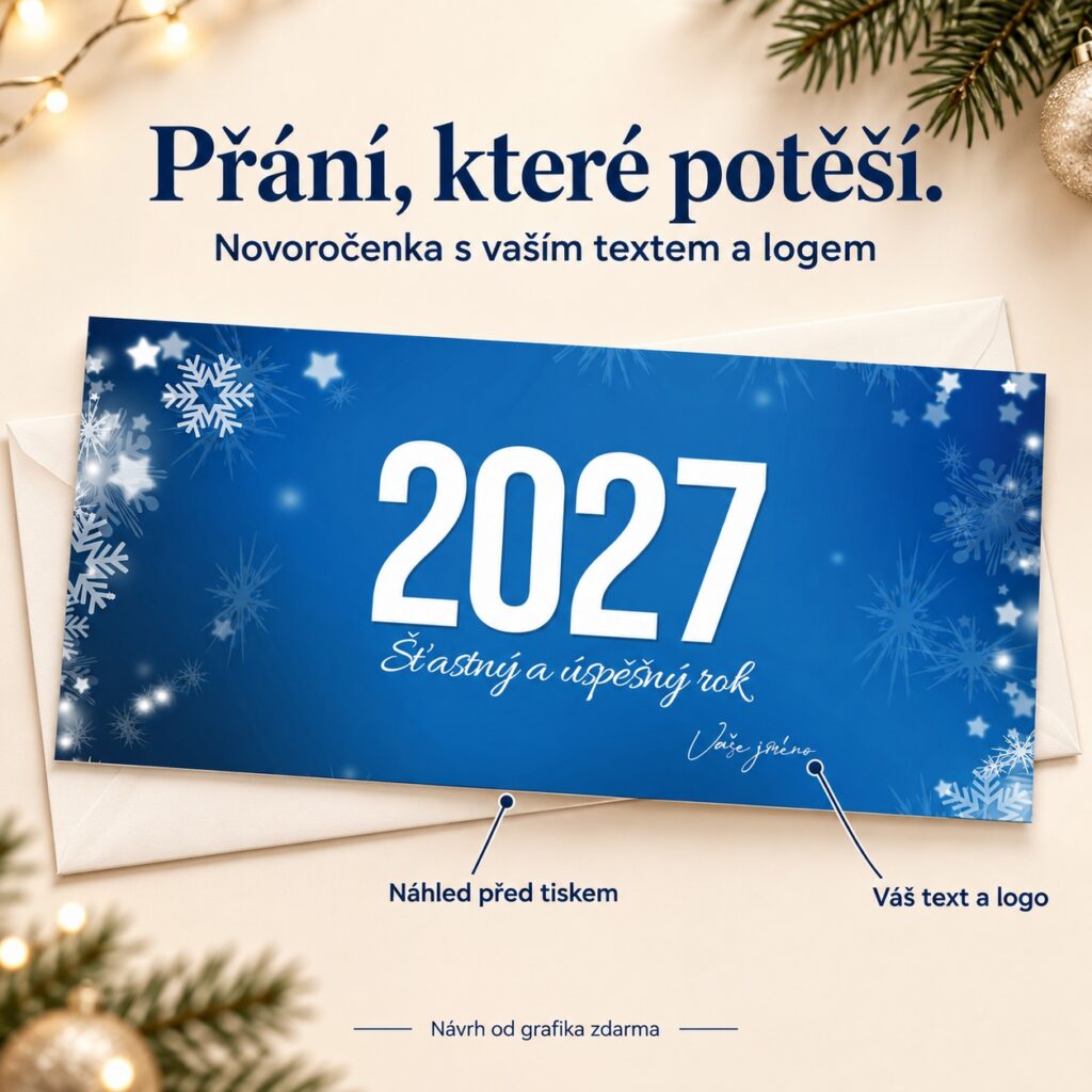 Novoročenka 240 s vločkami a letopočtom a popisky personalizácie