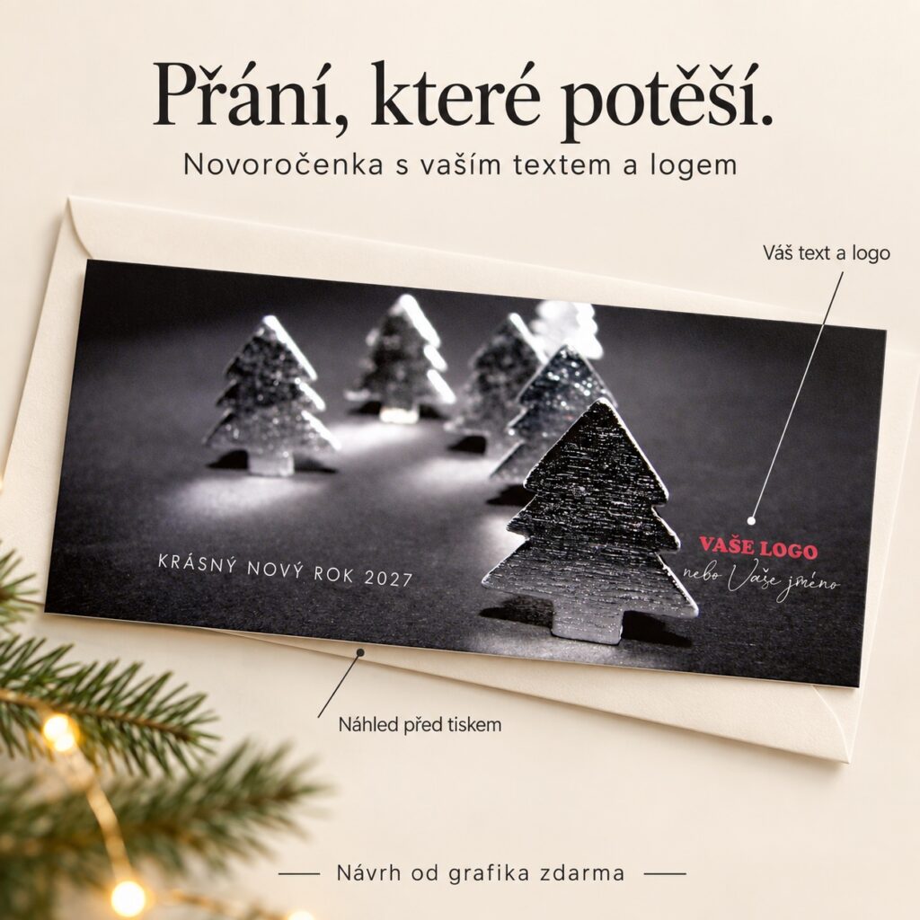 Novoročenka 277 s kovovými stromkami a popisky personalizácie