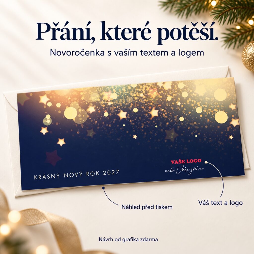 Čaro Vianoc – novoročenka s ponukou vlastného textu a loga.