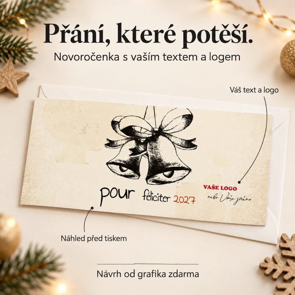Ručne maľované zvonky – novoročenka s ponukou vlastného textu a loga.