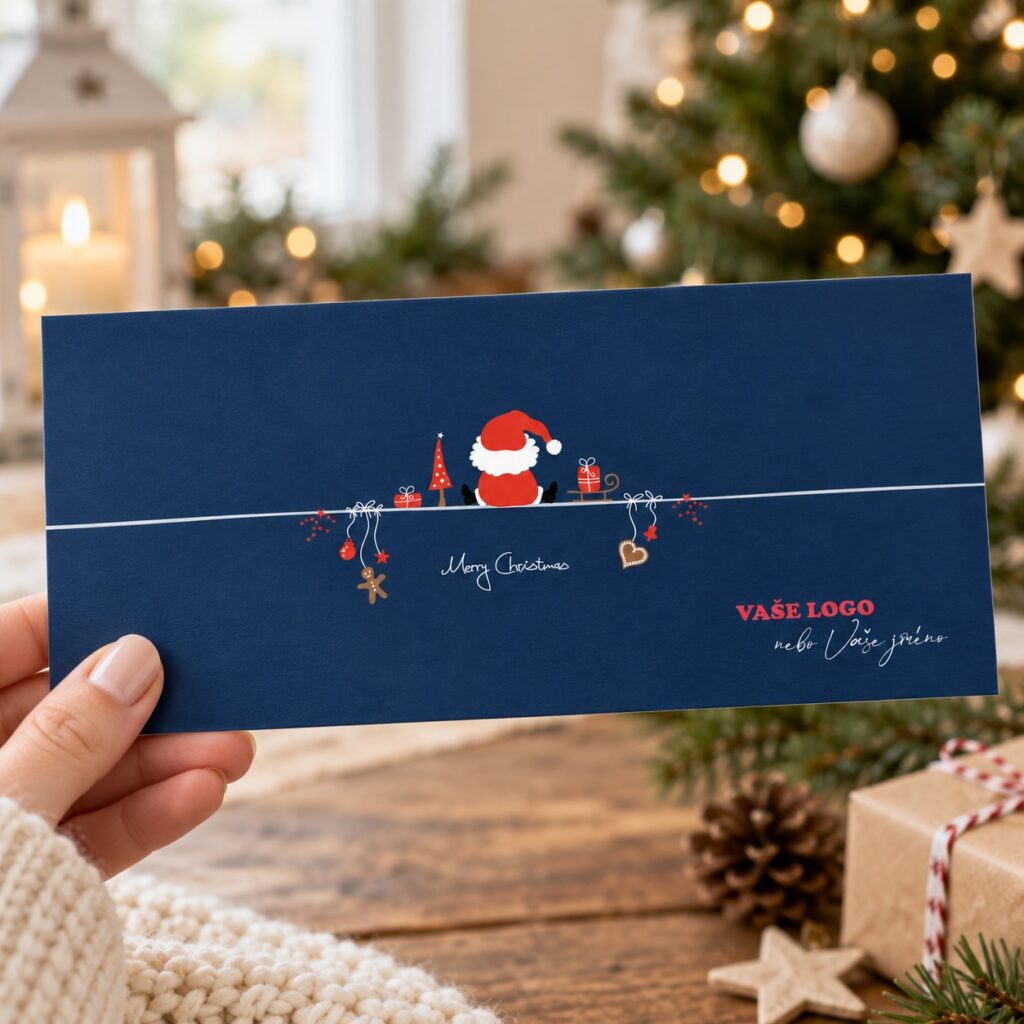 Originálny Santa na lane – novoročenka držaná v ruke.
