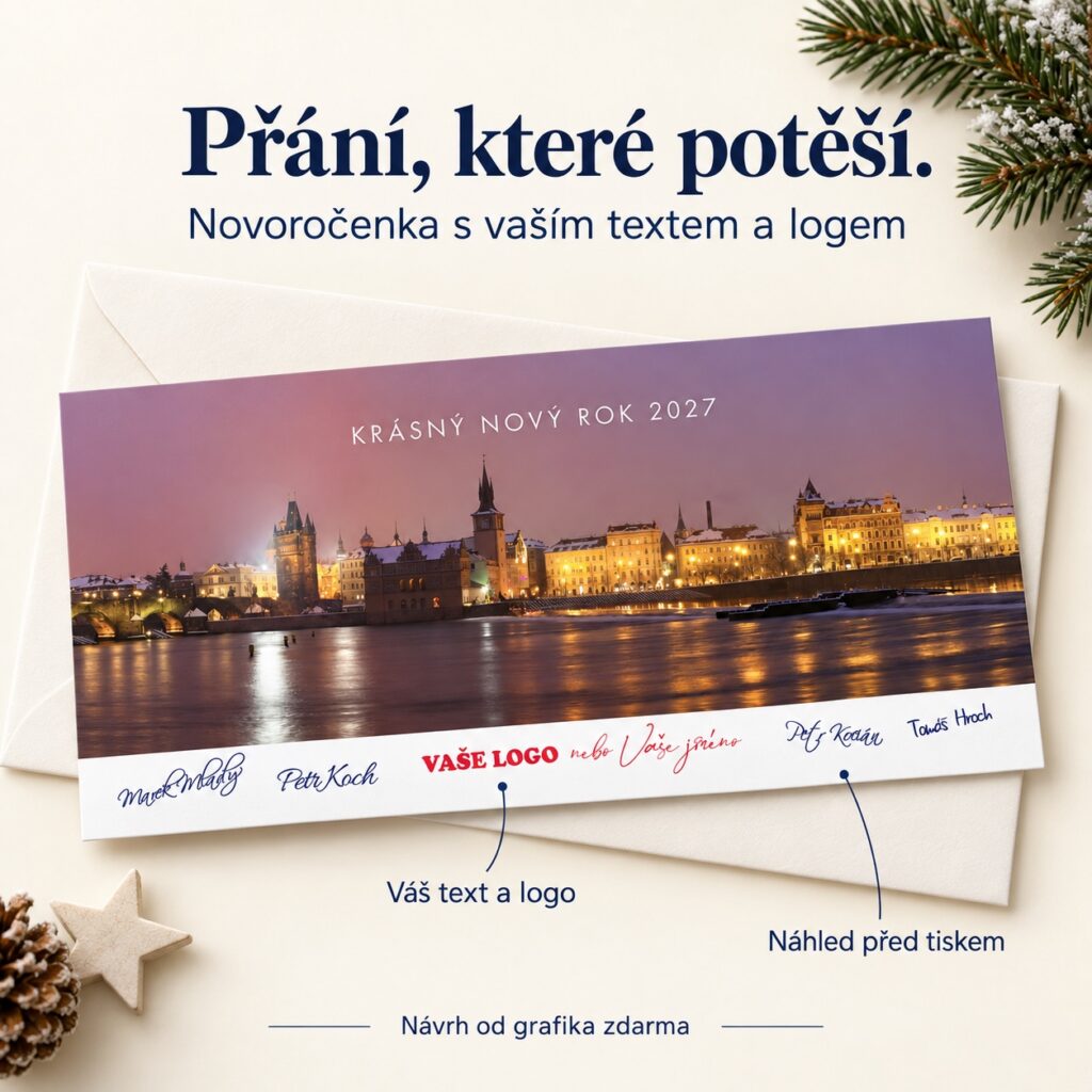 Osvetlená metropola – novoročenka s ponukou vlastného textu a loga.