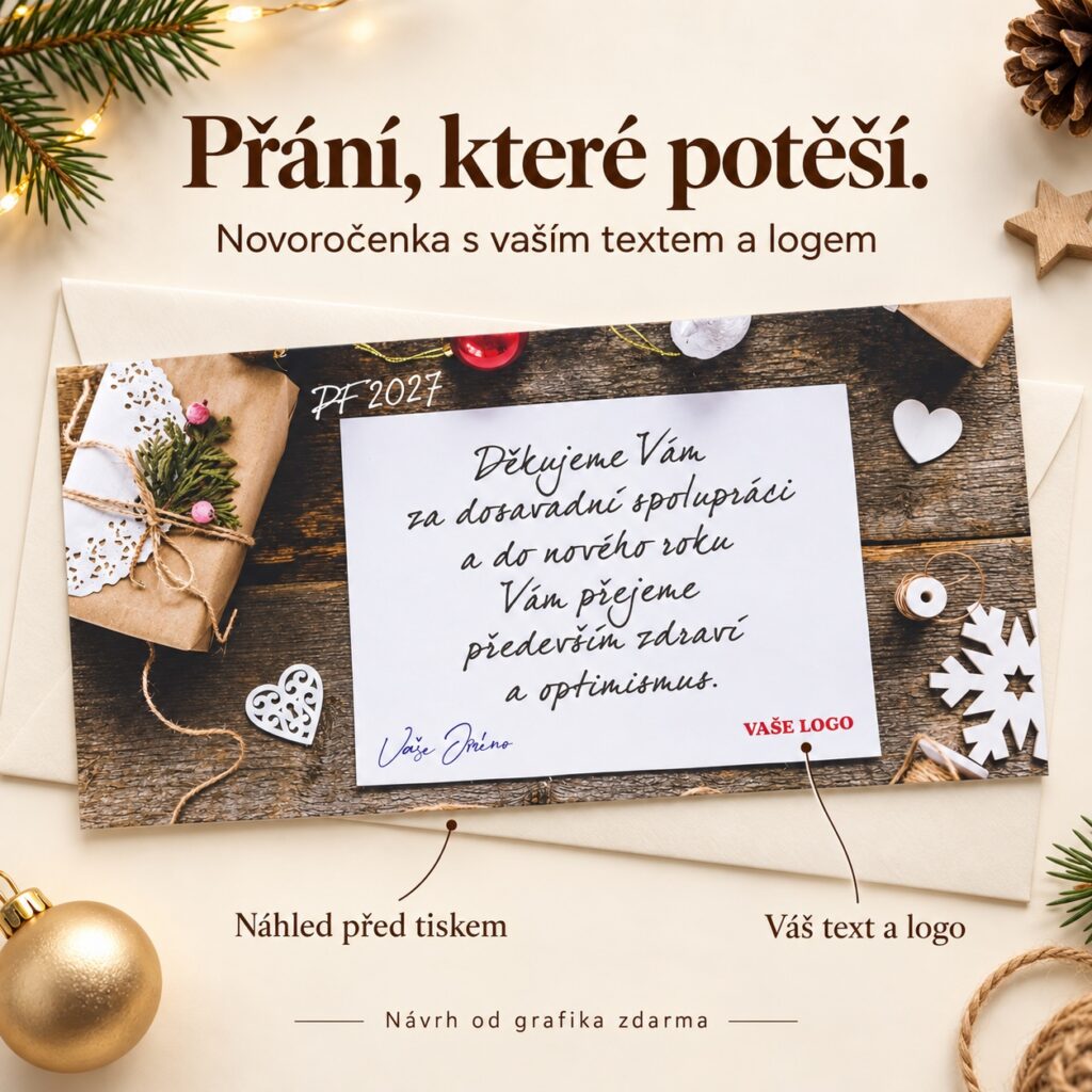 Vianočný odkaz – novoročenka s ponukou vlastného textu a loga.