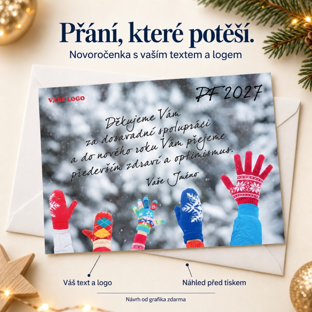 Farebné rukavice – novoročenka s ponukou vlastného textu a loga.