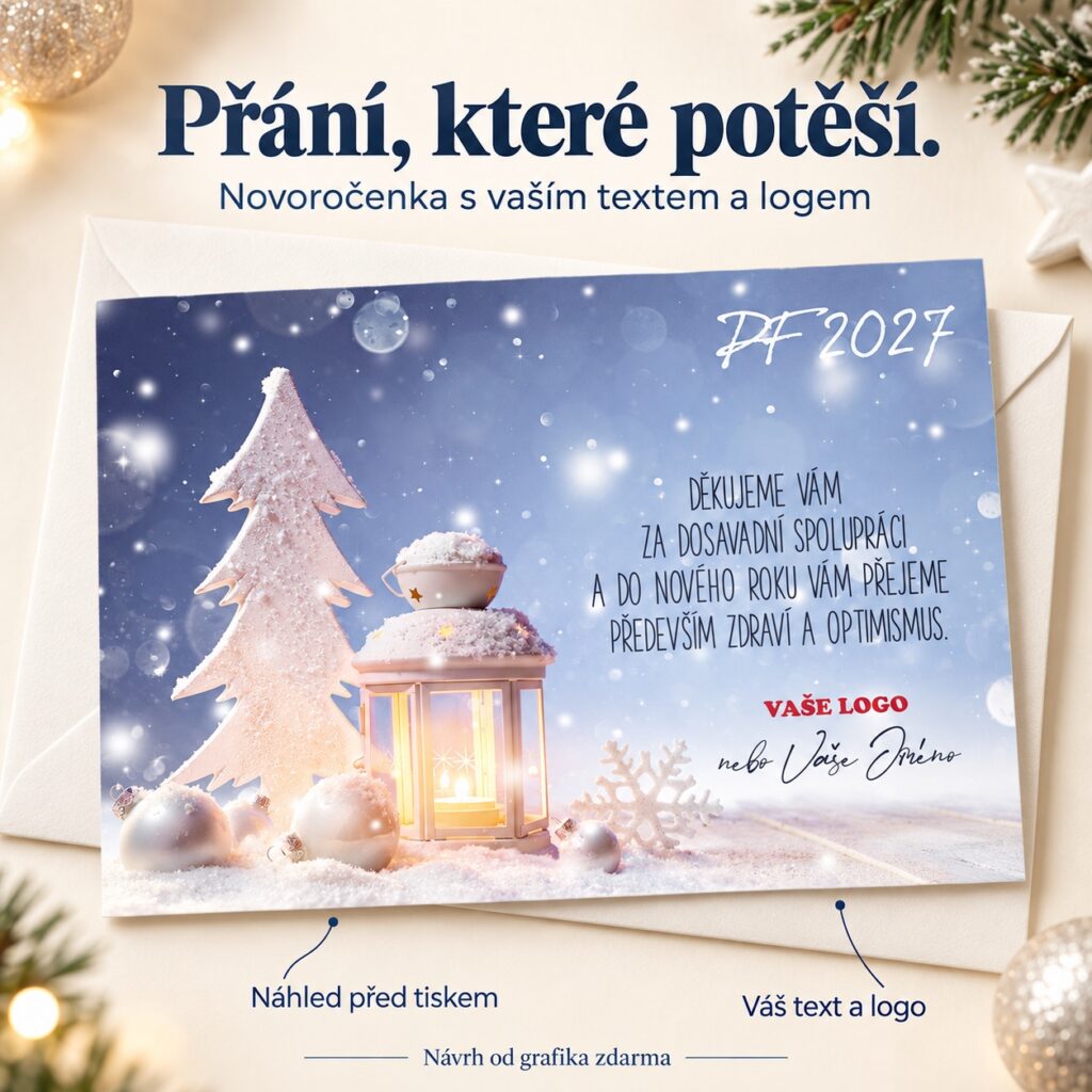Pôvabný lampáš – novoročenka s ponukou vlastného textu a loga.