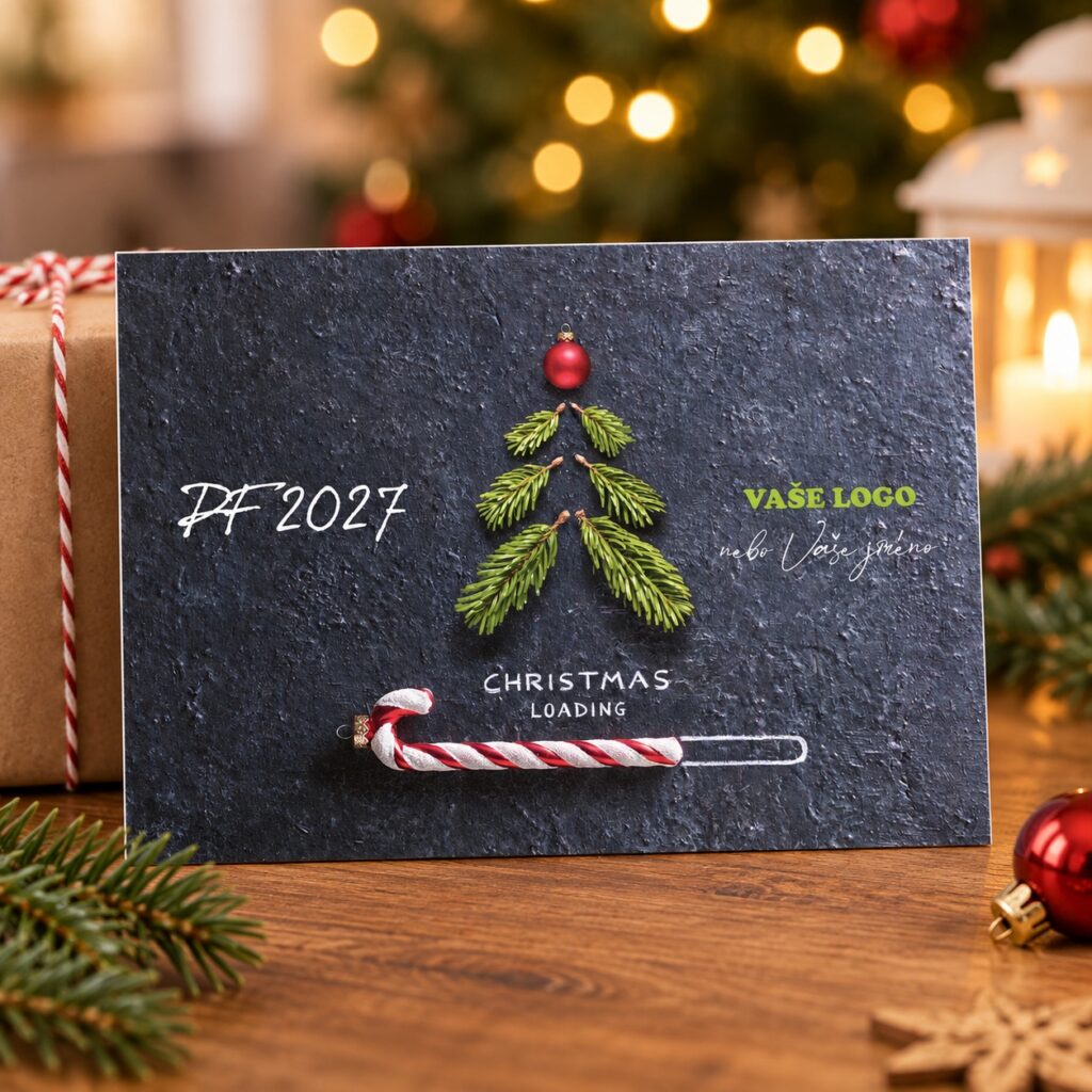 Christmas loading – novoročenka vo vianočnom zátiší.