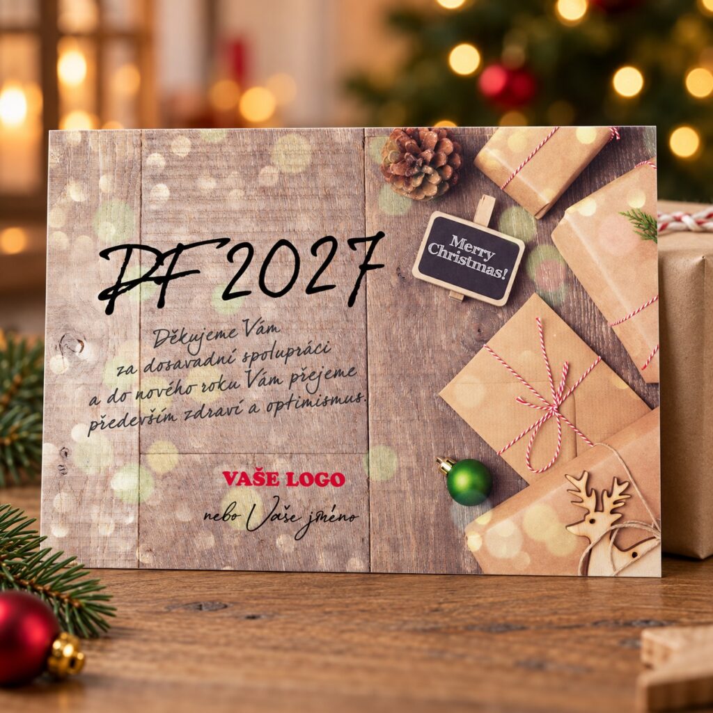 Merry Christmas – novoročenka vo vianočnom zátiší.