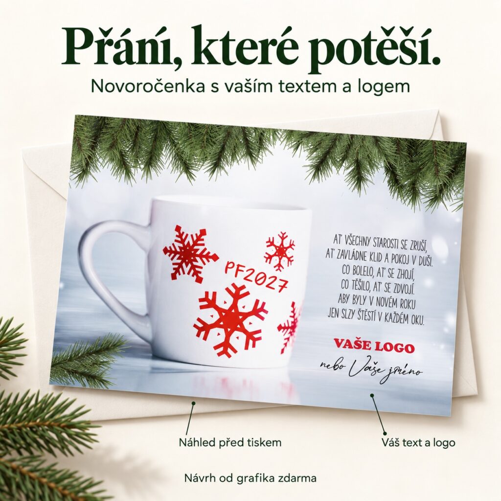 Vianočný hrnček – novoročenka s ponukou vlastného textu a loga.
