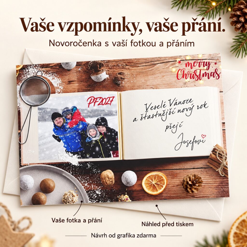 Rodinný album – novoročenka s vlastnou fotografiou a želaním.