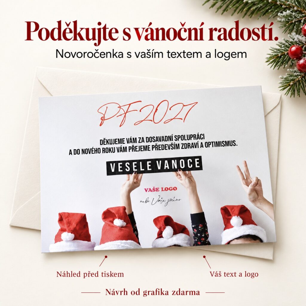 Vianočná čiapka – novoročenka s ponukou vlastného textu a loga.