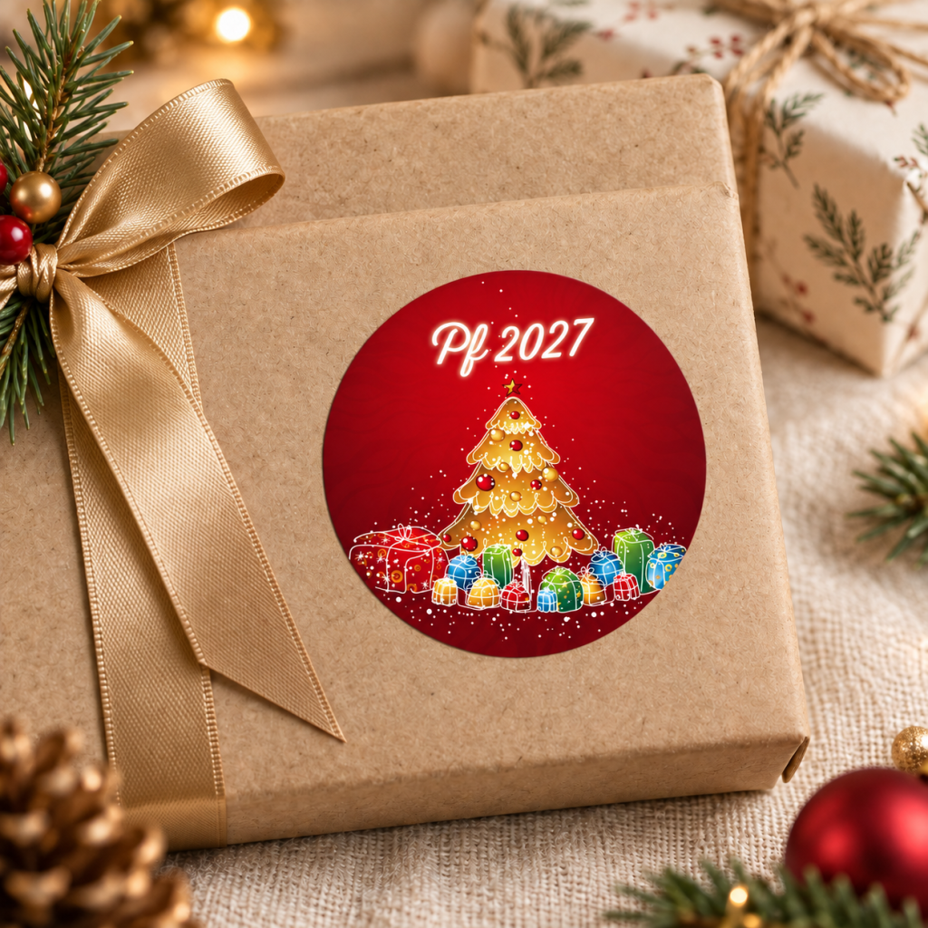 Vánoční samolepka 39 – PF 2027 – Na dárku
