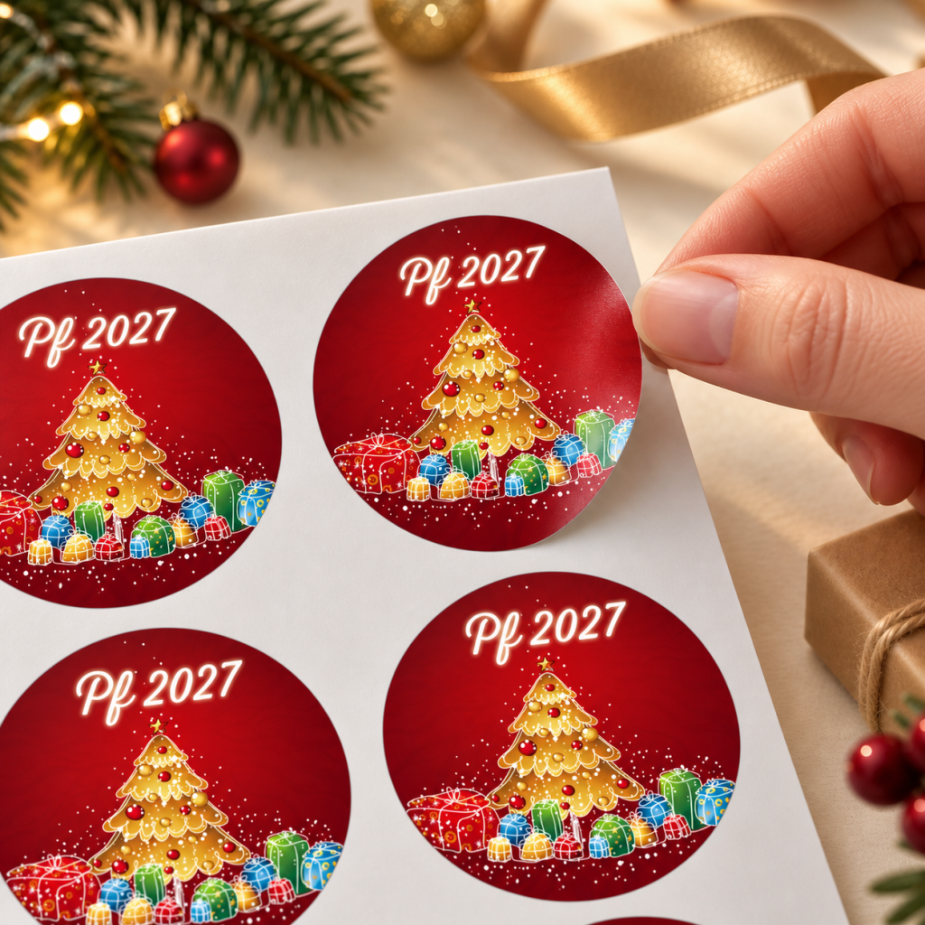 Vánoční samolepka 39 – PF 2027 – Odlepení samolepky