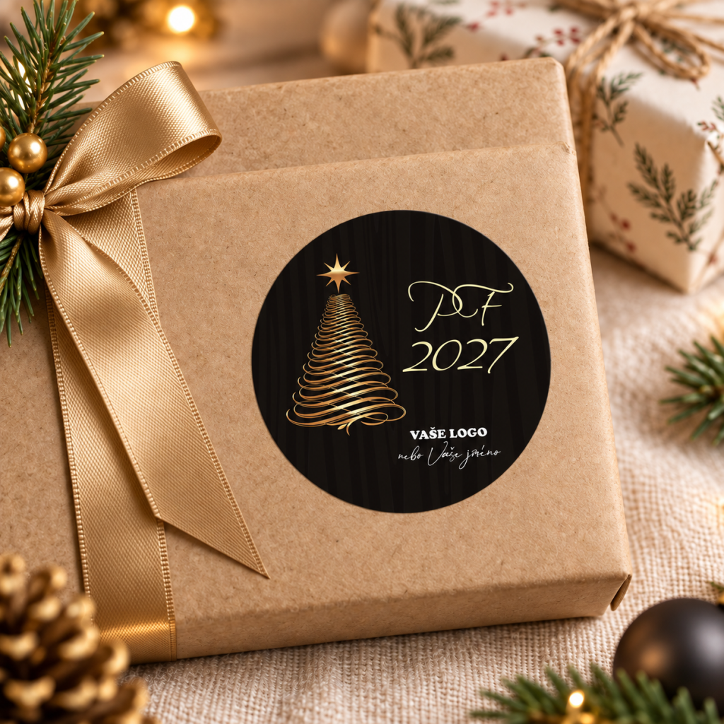 Vánoční samolepka 50 – PF 2027 – Na dárku