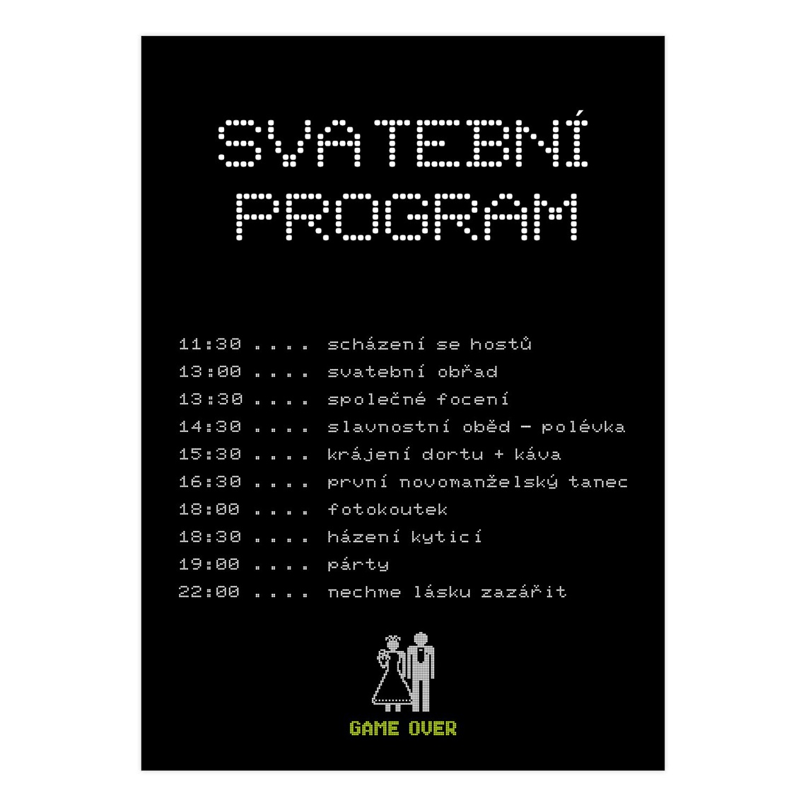 Svatební harmonogram 98 - svatební harmonogram s programem dne