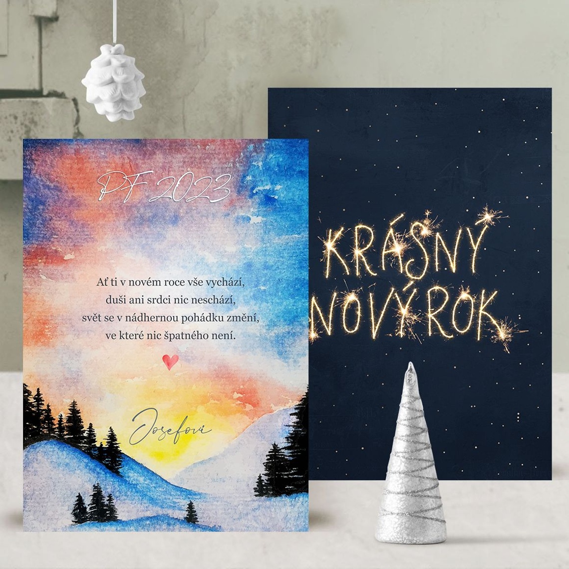 Rodinná novoročenka 005 – Malovaná krajinka na produktovém náhledu