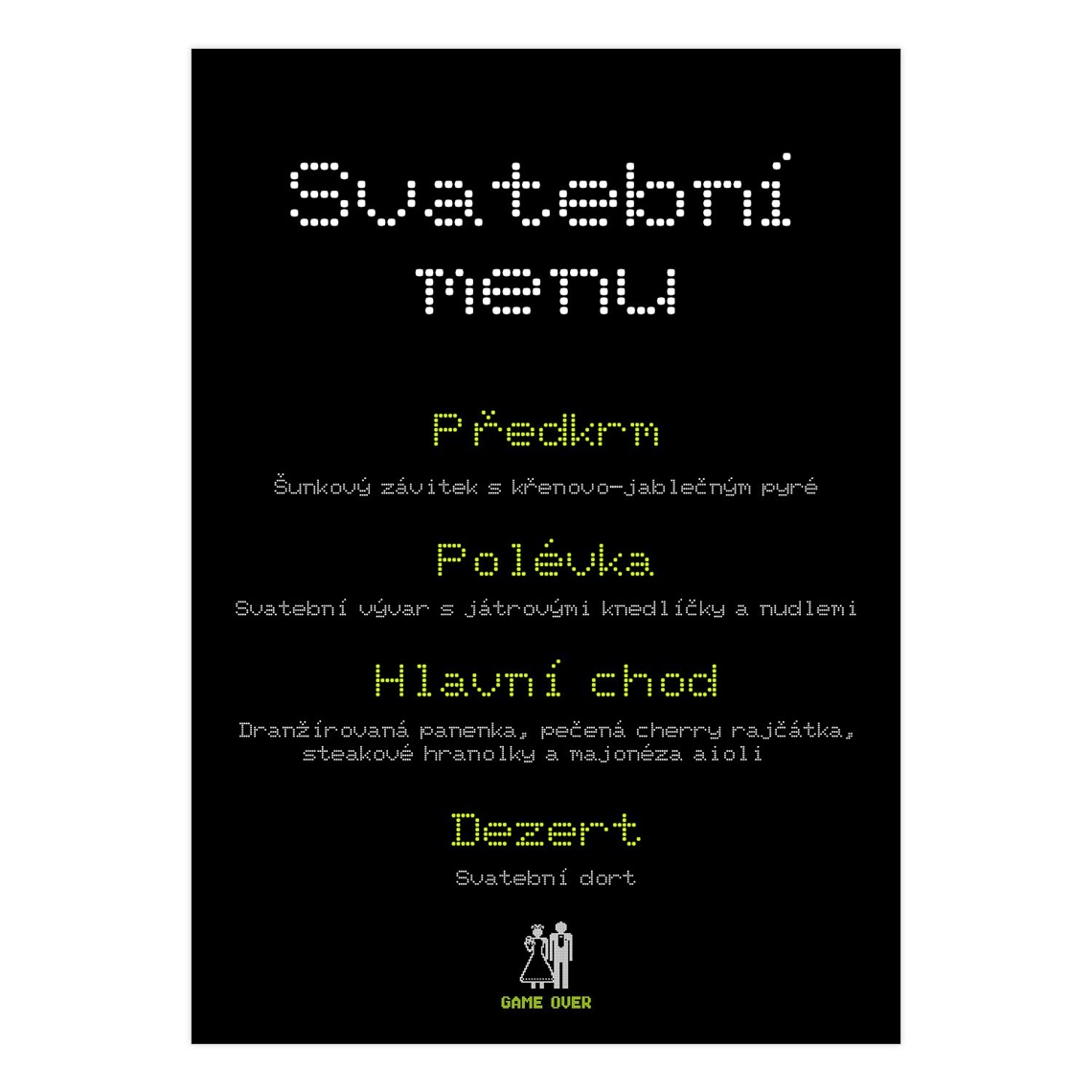 Svatební menu 98 jako svatební menu na slavnostní tabuli