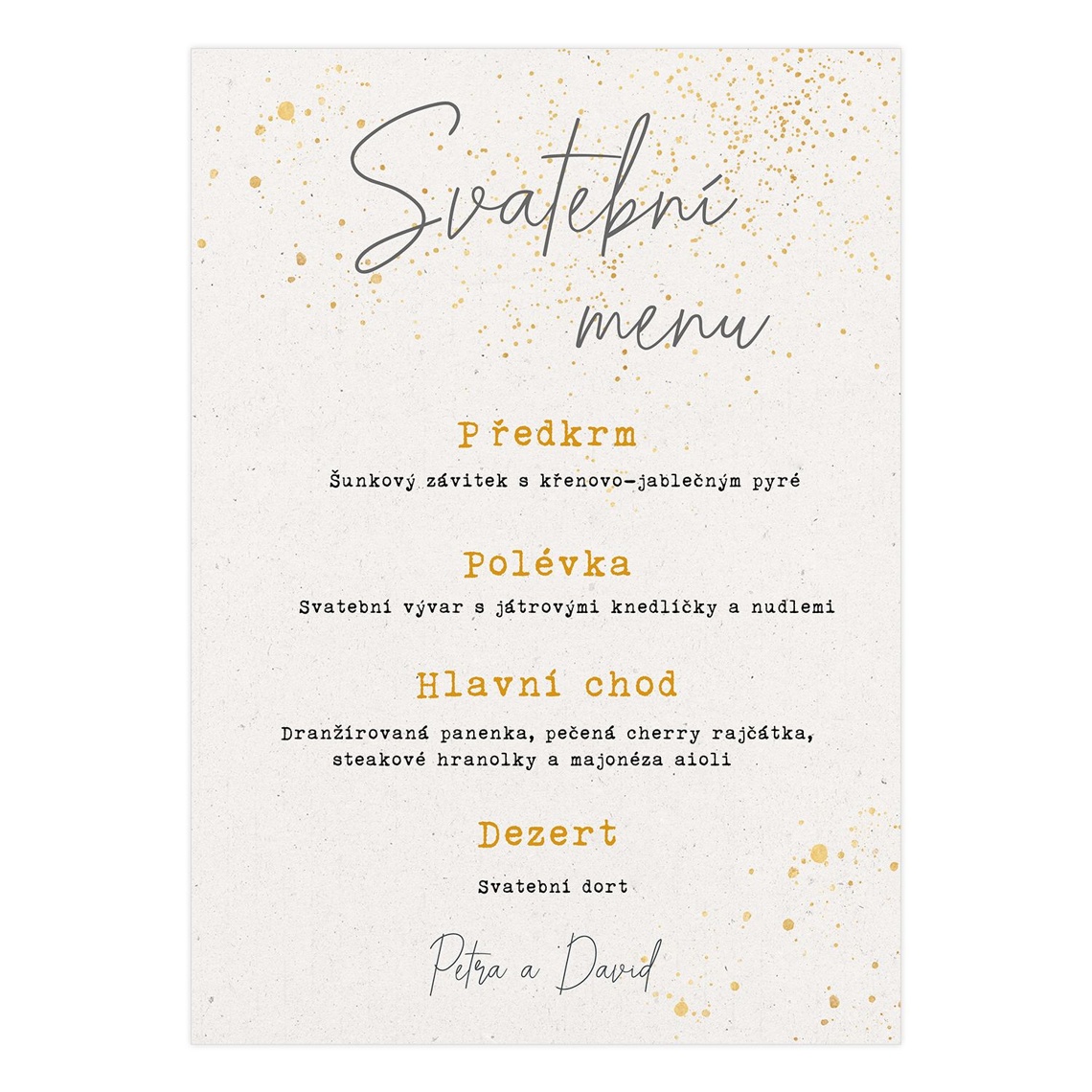 Svatební menu 280 jako svatební menu na slavnostní tabuli