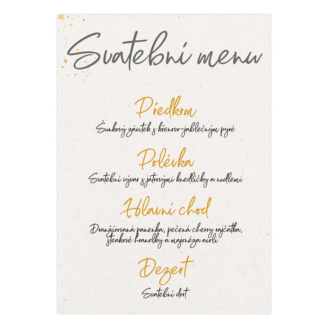 Svatební menu 286 - svatební menu na slavnostní tabuli