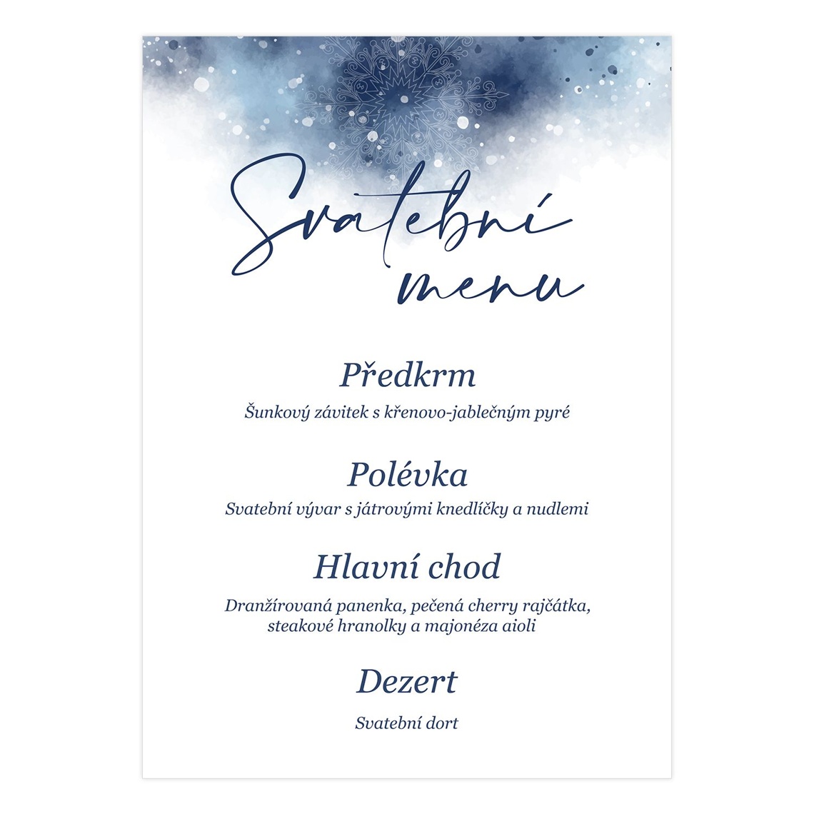 Svatební menu 292 - svatební menu na slavnostní tabuli