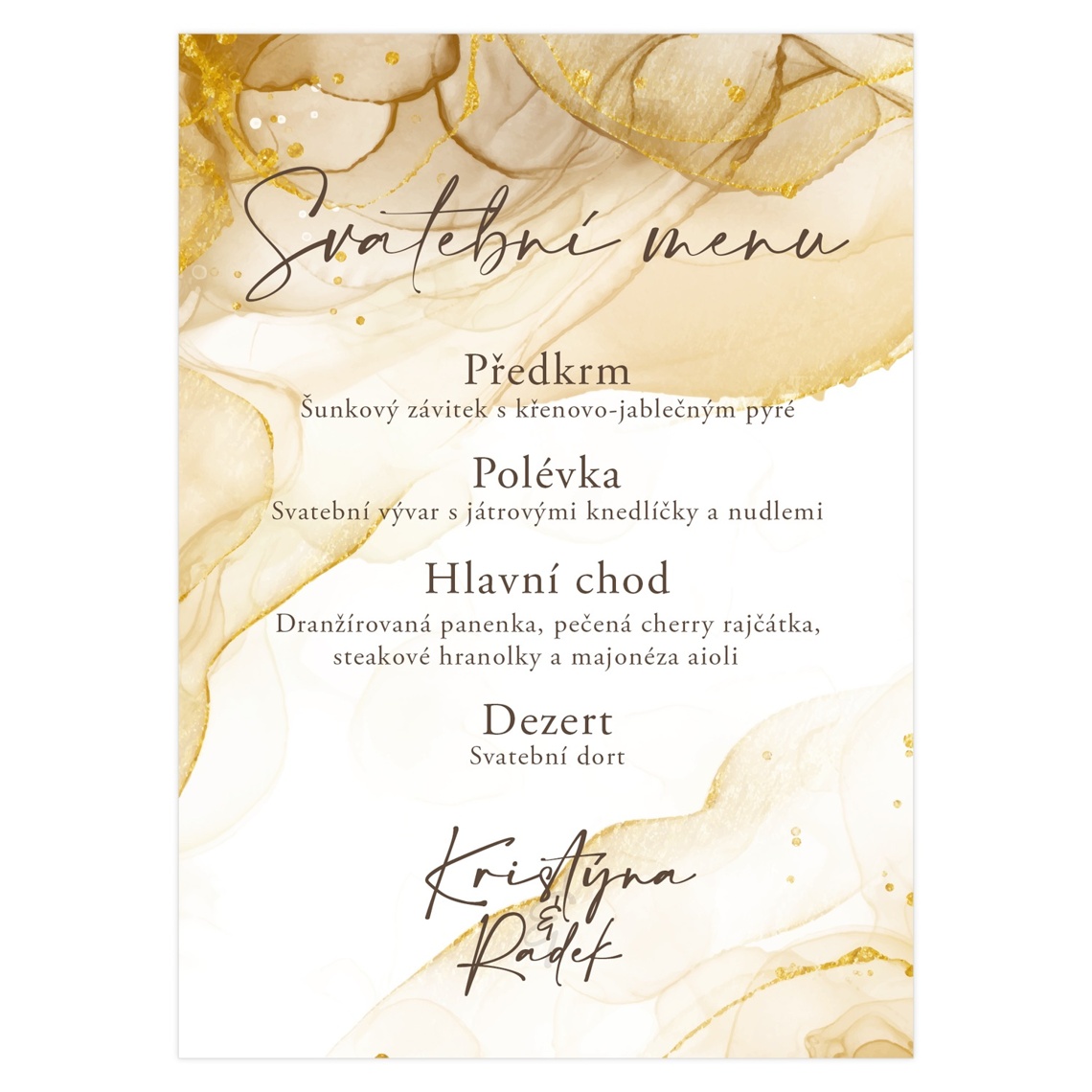 Svatební menu 333 připravené pro svatební menu