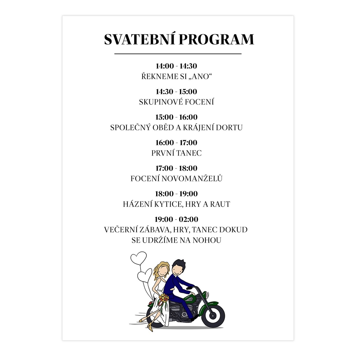 Svatební harmonogram 314 připravené pro svatební harmonogram
