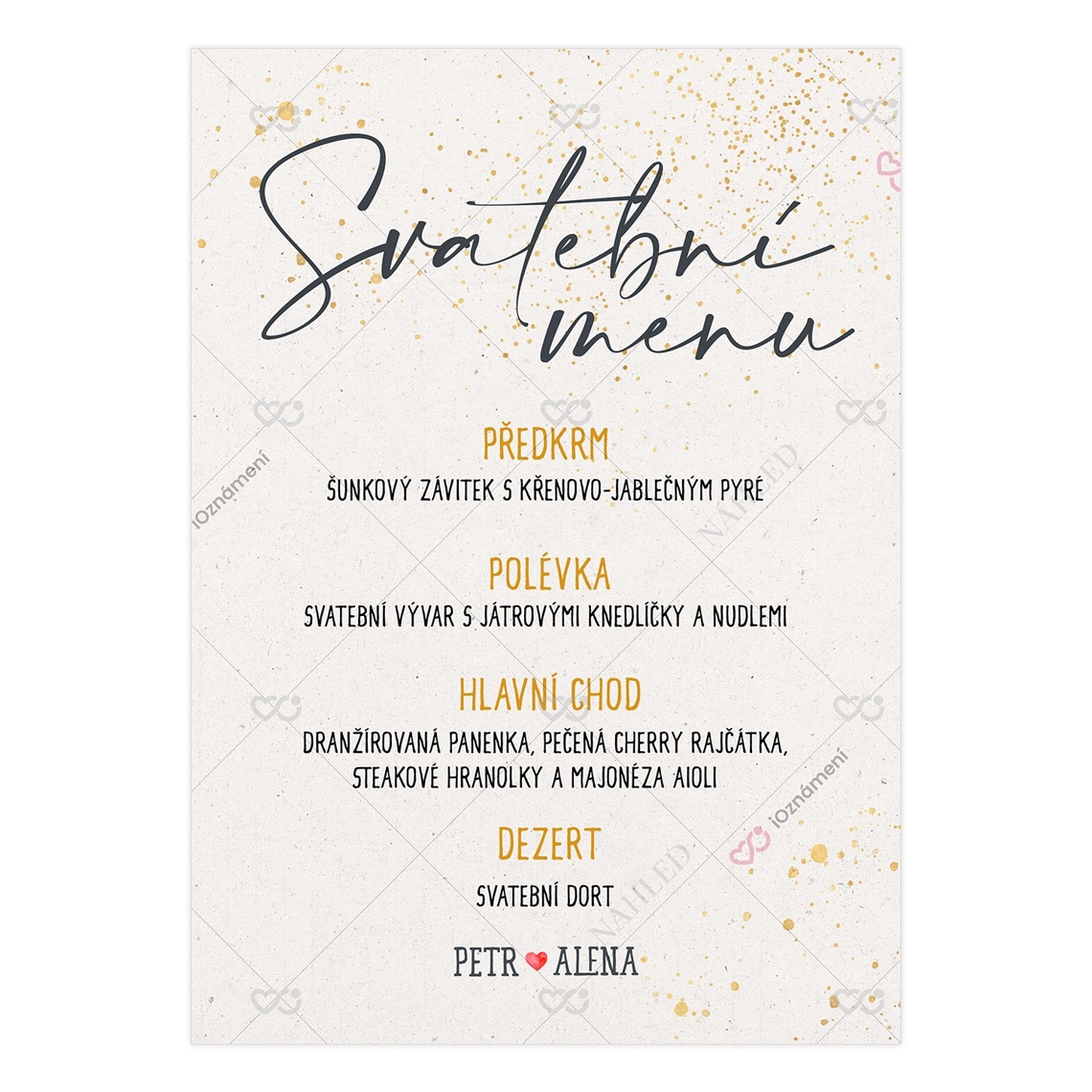 Svatební menu 284 - svatební menu na slavnostní tabuli