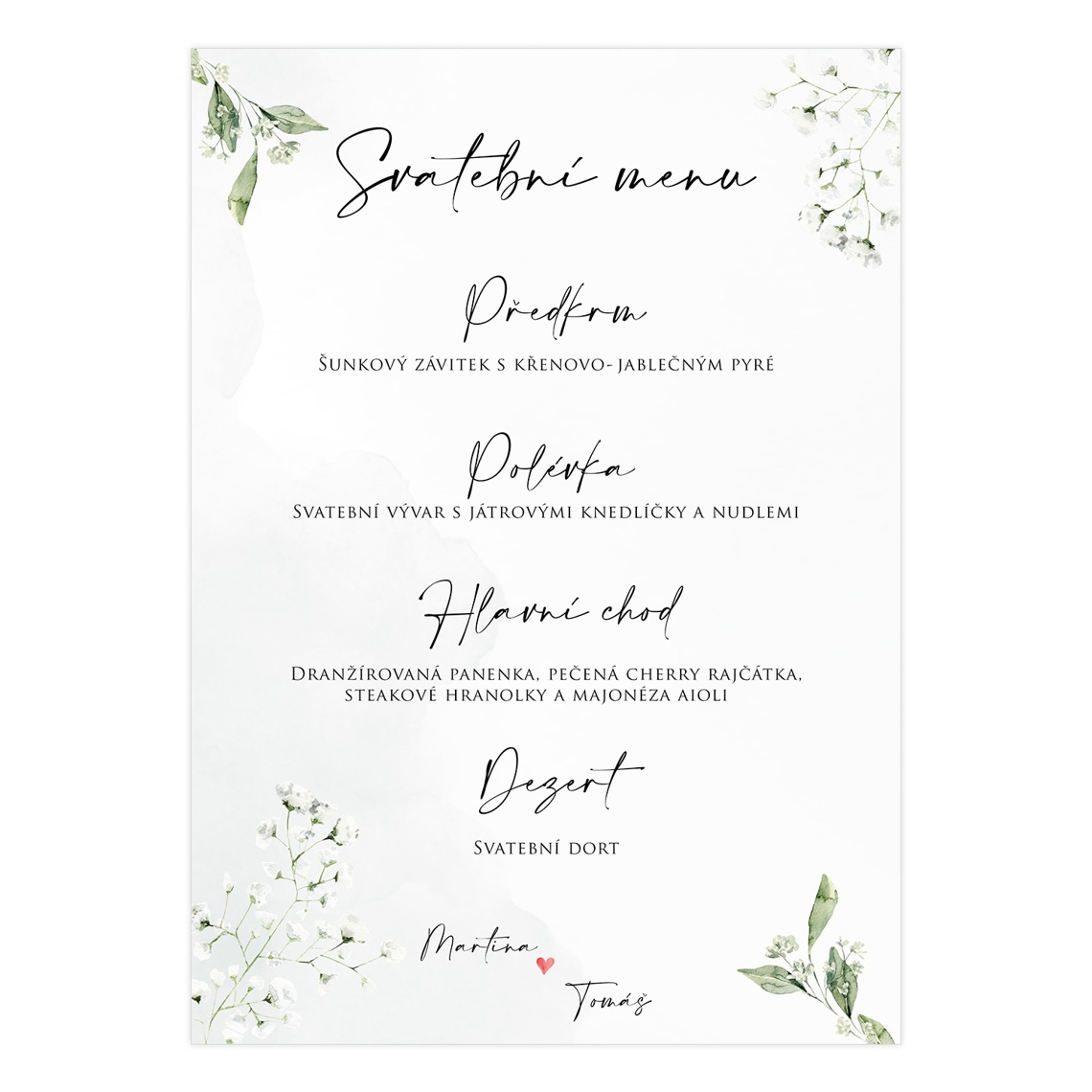 Svatební menu 293 připravené pro svatební menu