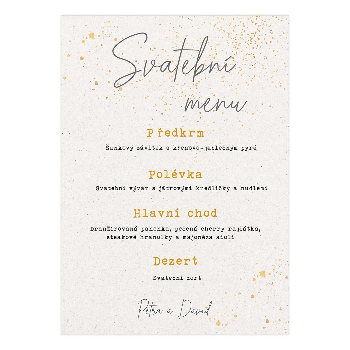 Svatební menu 326 - svatební menu na slavnostní tabuli