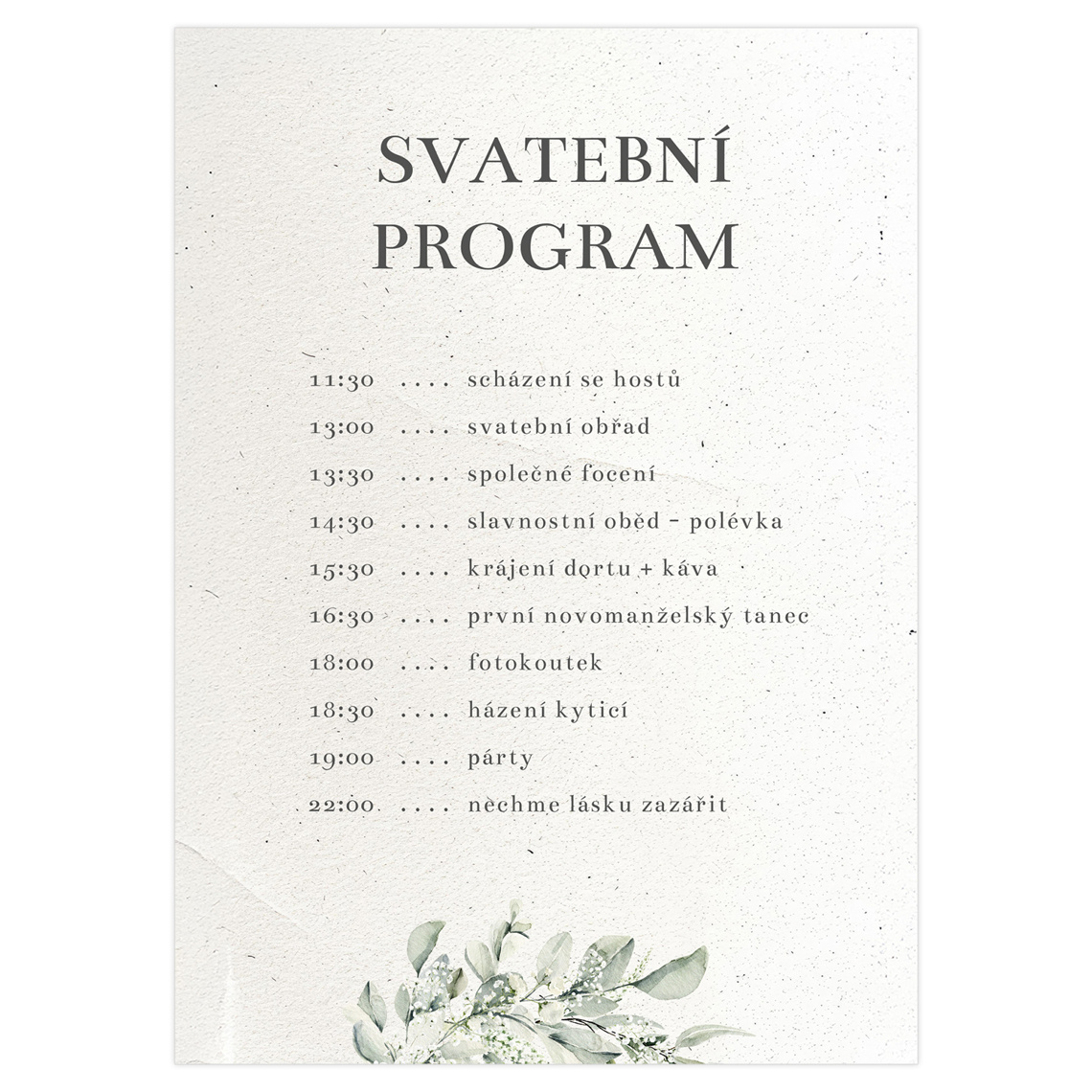 Svatební harmonogram 347 připravené pro svatební harmonogram