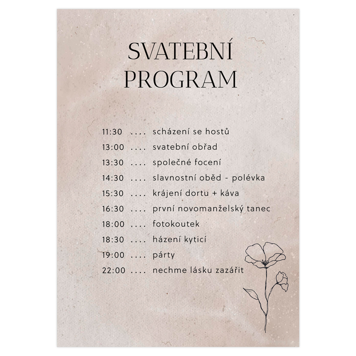 Svatební harmonogram 346 připravené pro svatební harmonogram