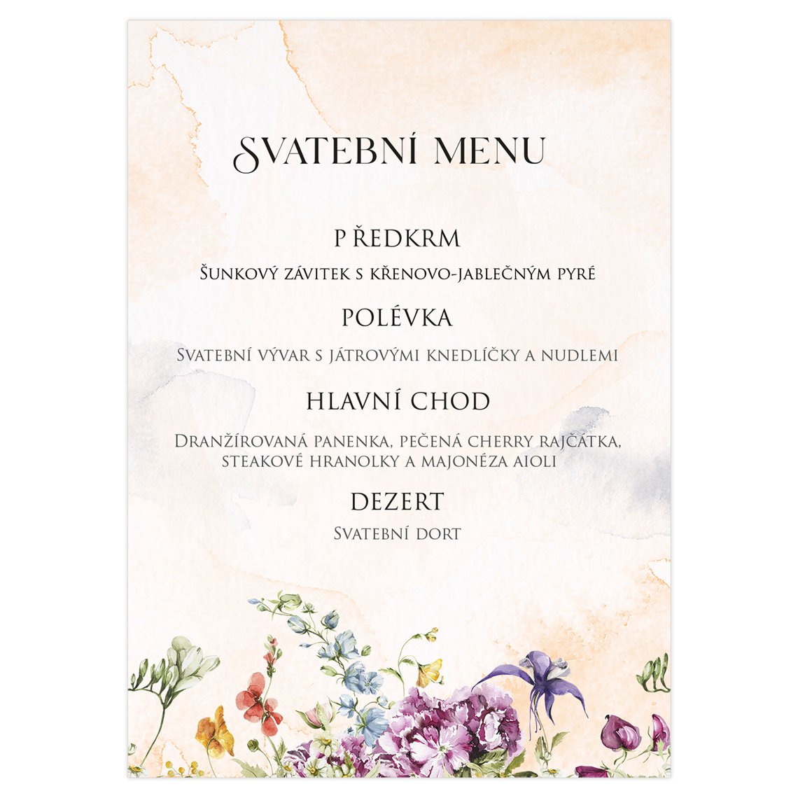 Svatební menu 350 jako svatební menu na slavnostní tabuli