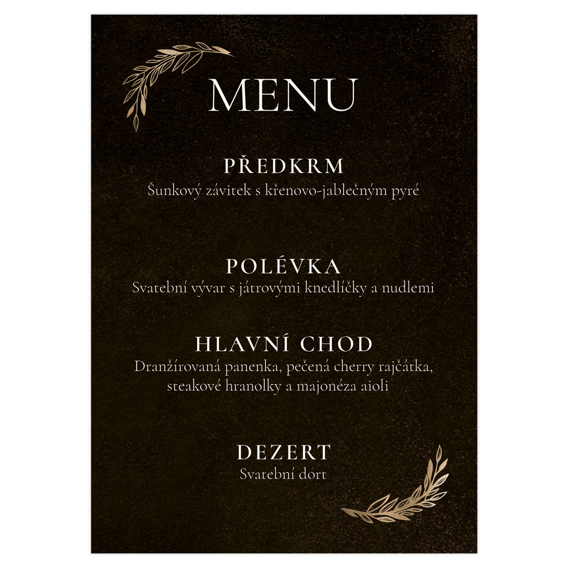 Svatební menu 351 připravené pro svatební menu